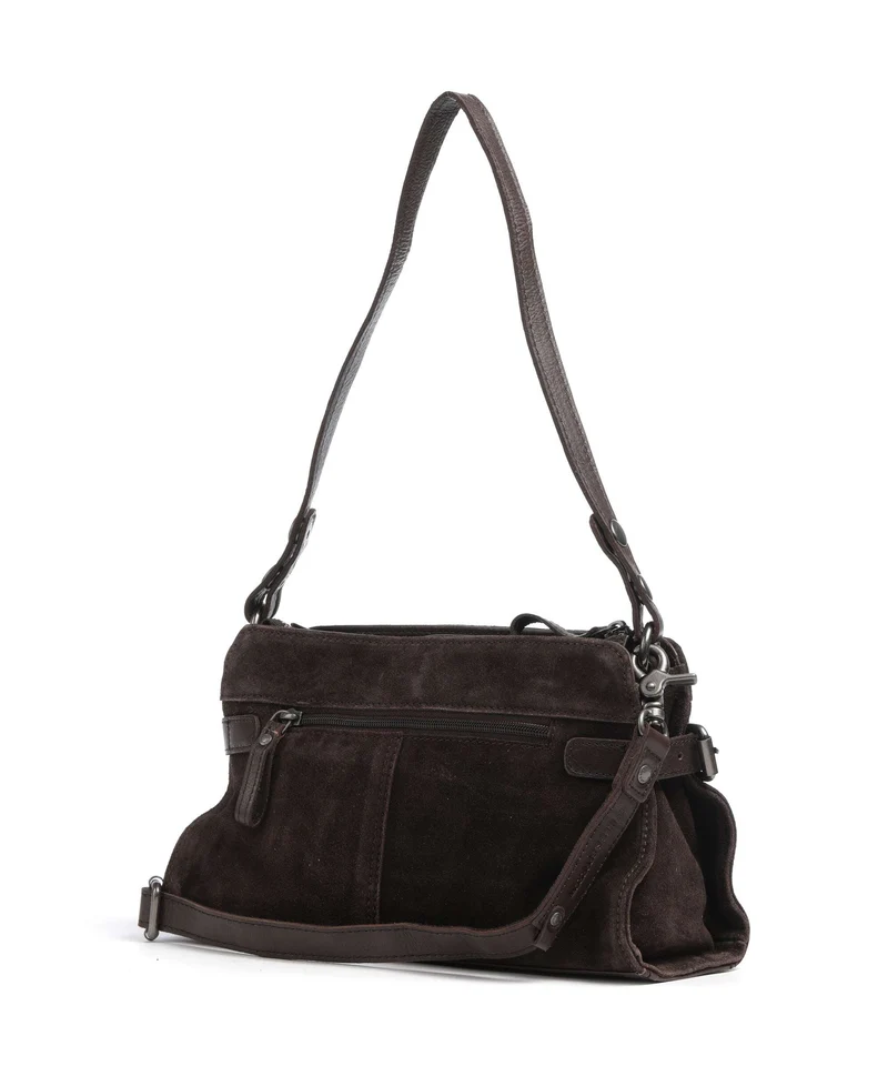 Spikes & Sparrow Suede Mix Madelon Bolso de hombro dark brown