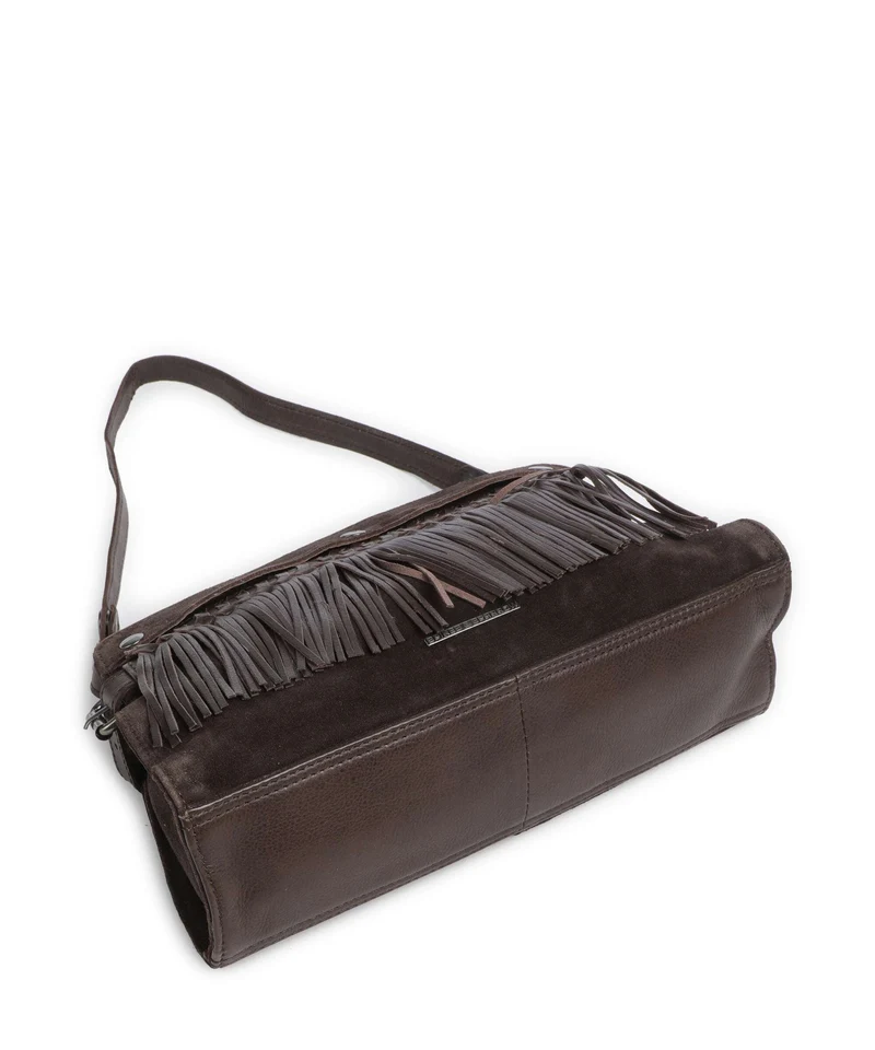 Spikes & Sparrow Suede Mix Madelon Bolso de hombro dark brown