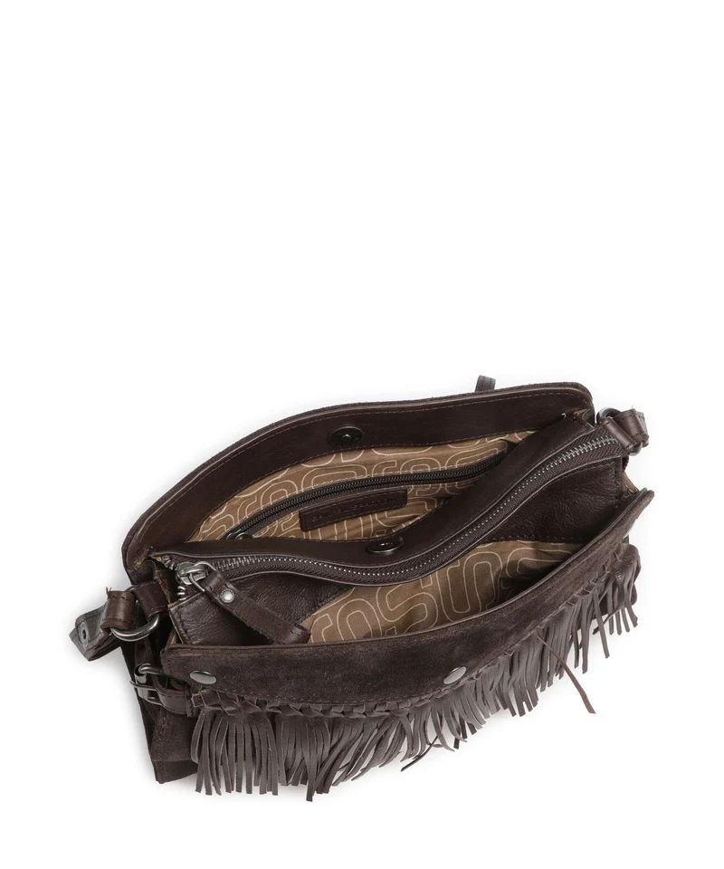 Spikes & Sparrow Suede Mix Madelon Bolso de hombro dark brown