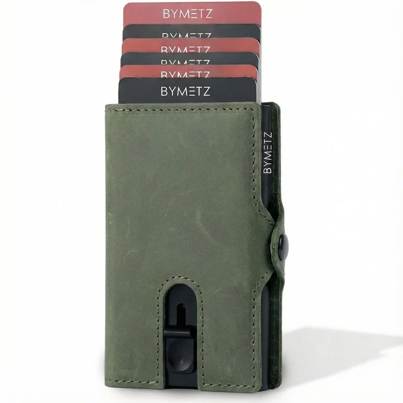 ByMetz® RFID Anti Skim Pasjeshouder - Echt Leer - 7 Pasjes + Briefgeld + Munten Vakje
