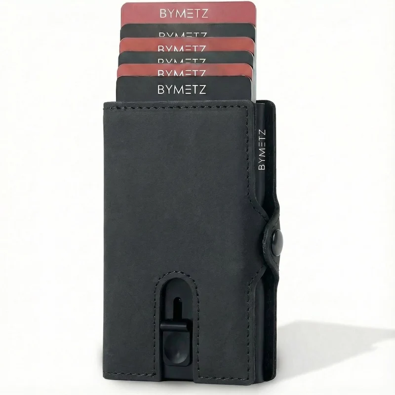 ByMetz® RFID Anti Skim Pasjeshouder - Echt Leer - 7 Pasjes + Briefgeld + Munten Vakje