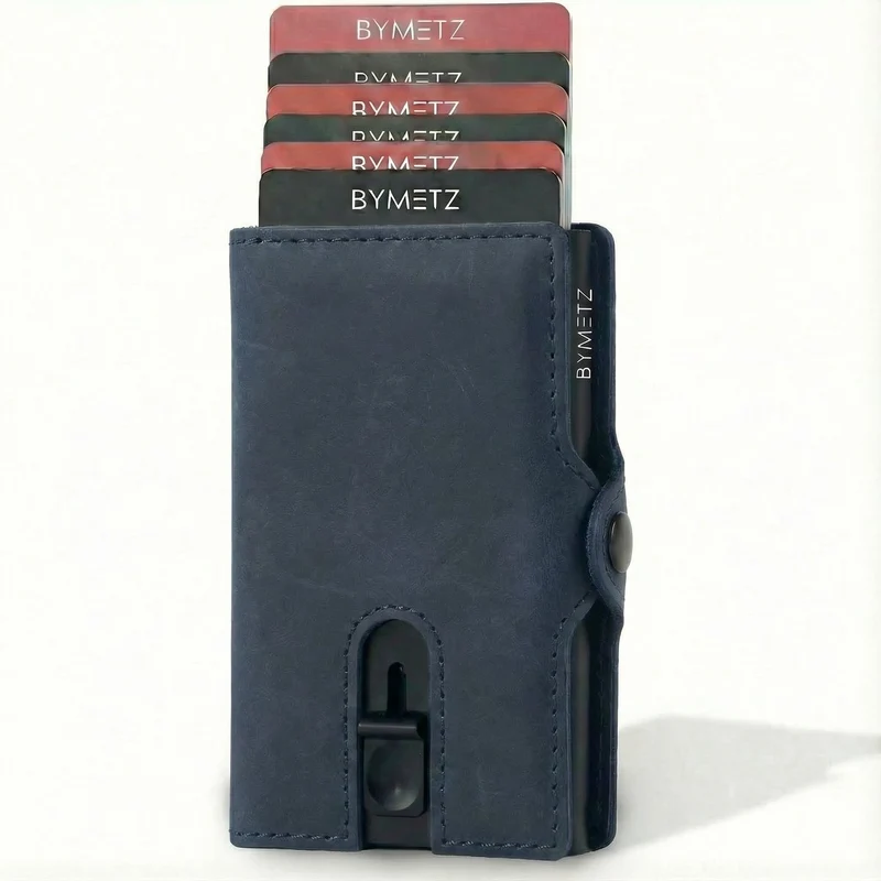 ByMetz® RFID Anti Skim Pasjeshouder - Echt Leer - 7 Pasjes + Briefgeld + Munten Vakje