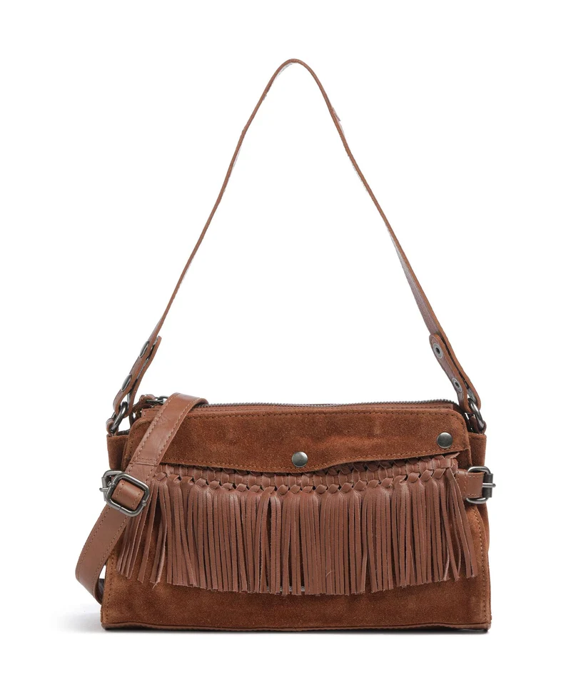 Spikes & Sparrow Suede Mix Madelon Bolso de hombro mocca