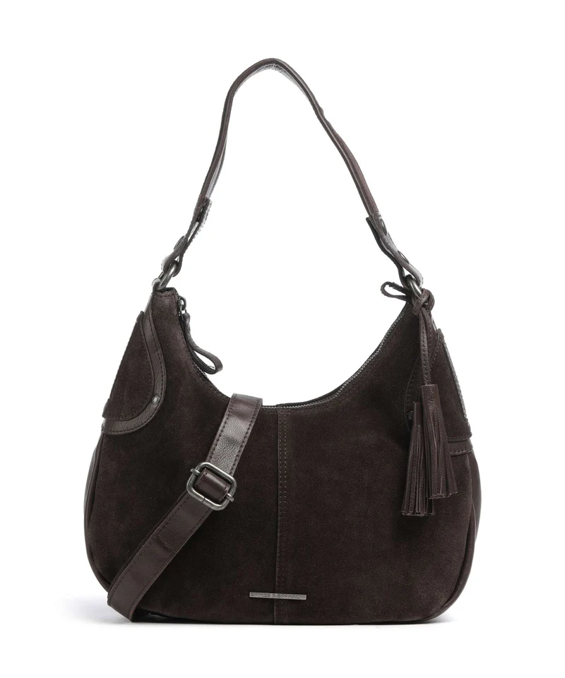Spikes & Sparrow Suede Mix Anne-Lou Bolso de hobo dark brown
