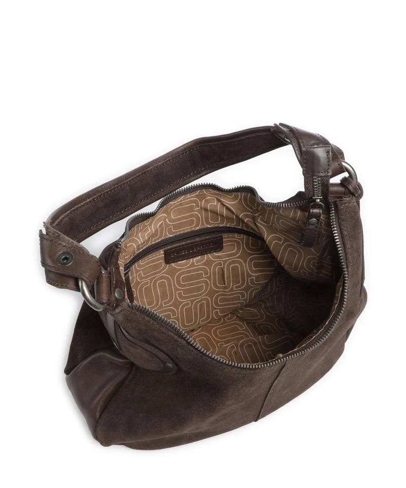 Spikes & Sparrow Suede Mix Anne-Lou Bolso de hobo dark brown