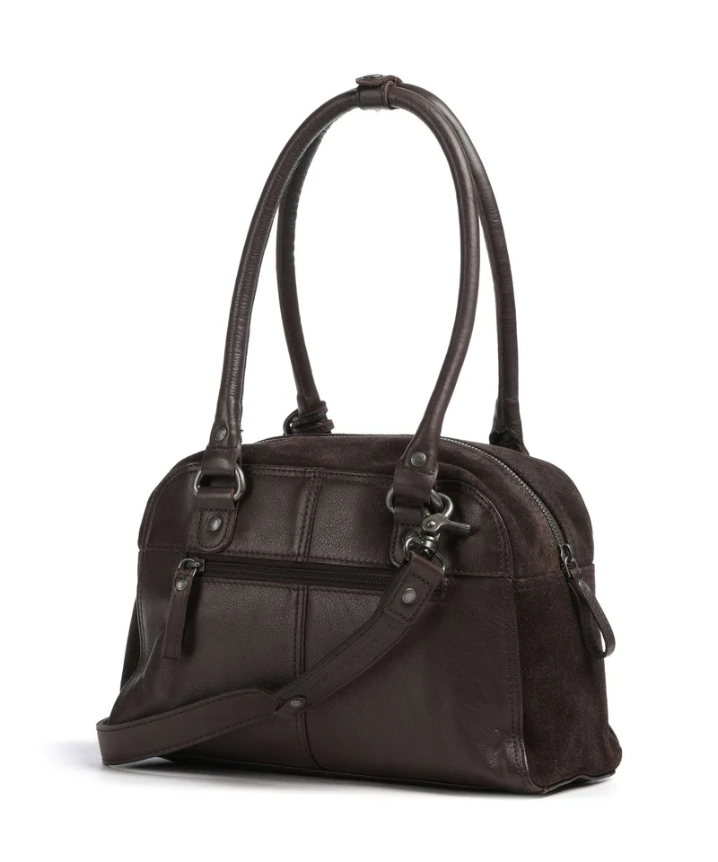 Spikes & Sparrow Suede Mix Sienna Bolso de hombro dark brown