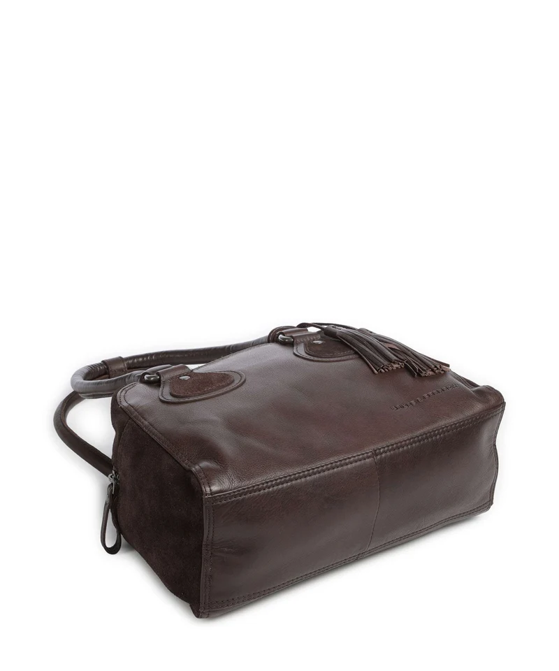 Spikes & Sparrow Suede Mix Sienna Bolso de hombro dark brown