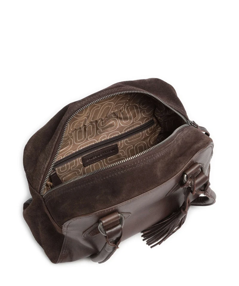 Spikes & Sparrow Suede Mix Sienna Bolso de hombro dark brown