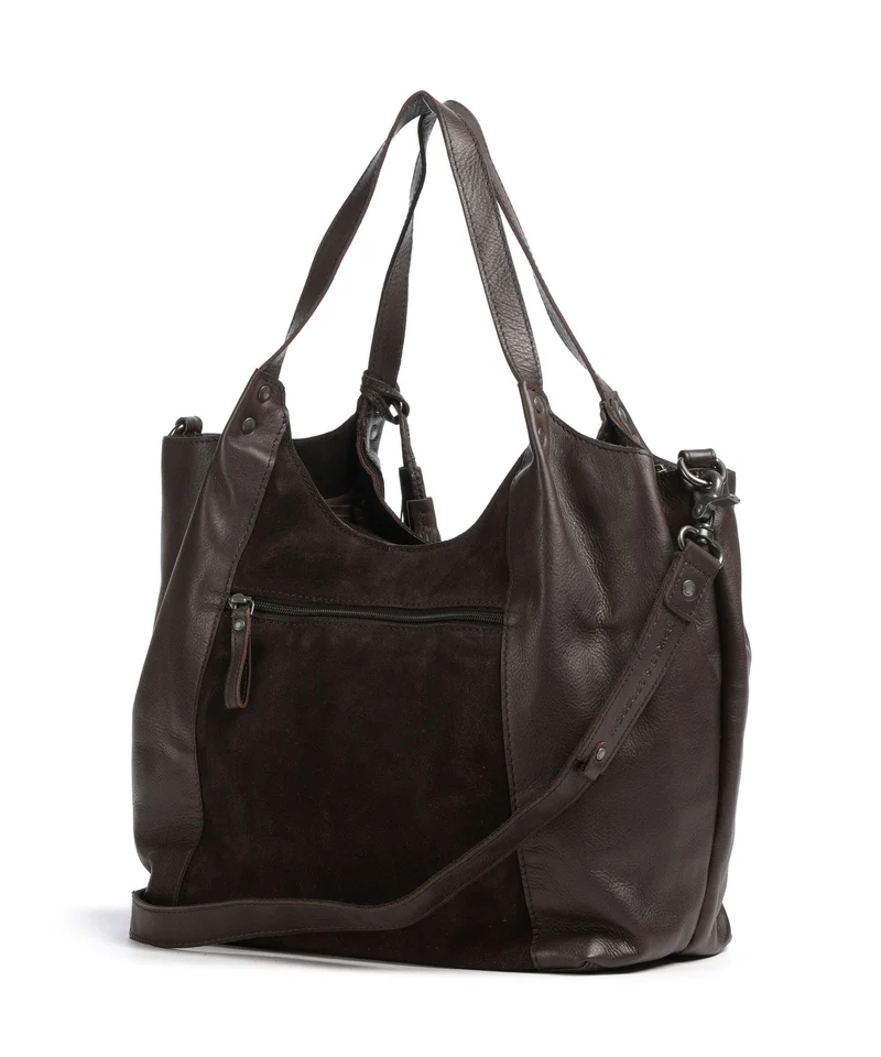 Spikes & Sparrow Suede Mix Ryana Bolsa shopping dark brown
