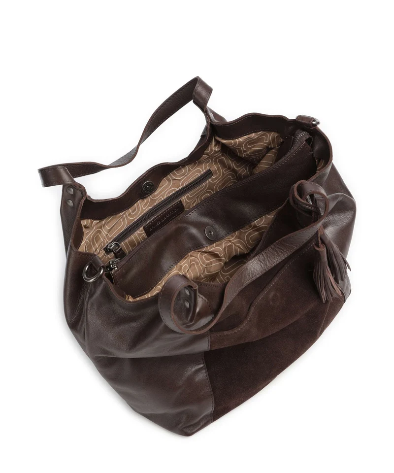 Spikes & Sparrow Suede Mix Ryana Bolsa shopping dark brown