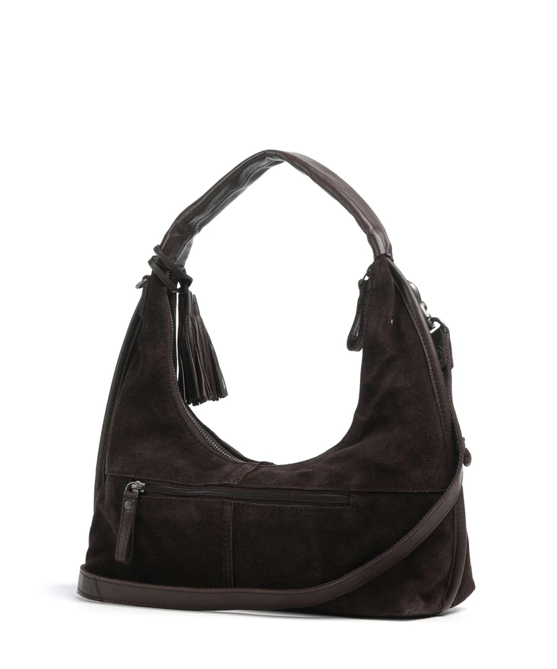 Spikes & Sparrow Suede Mix Gwyn Bolso de hobo dark brown