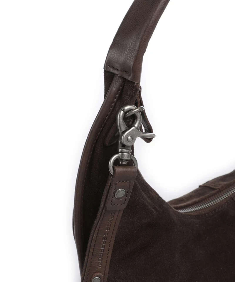 Spikes & Sparrow Suede Mix Gwyn Bolso de hobo dark brown