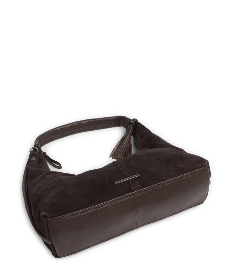 Spikes & Sparrow Suede Mix Gwyn Bolso de hobo dark brown