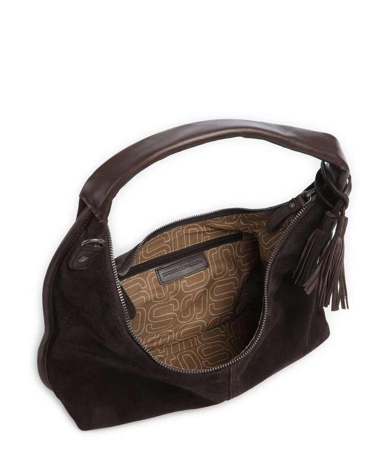 Spikes & Sparrow Suede Mix Gwyn Bolso de hobo dark brown