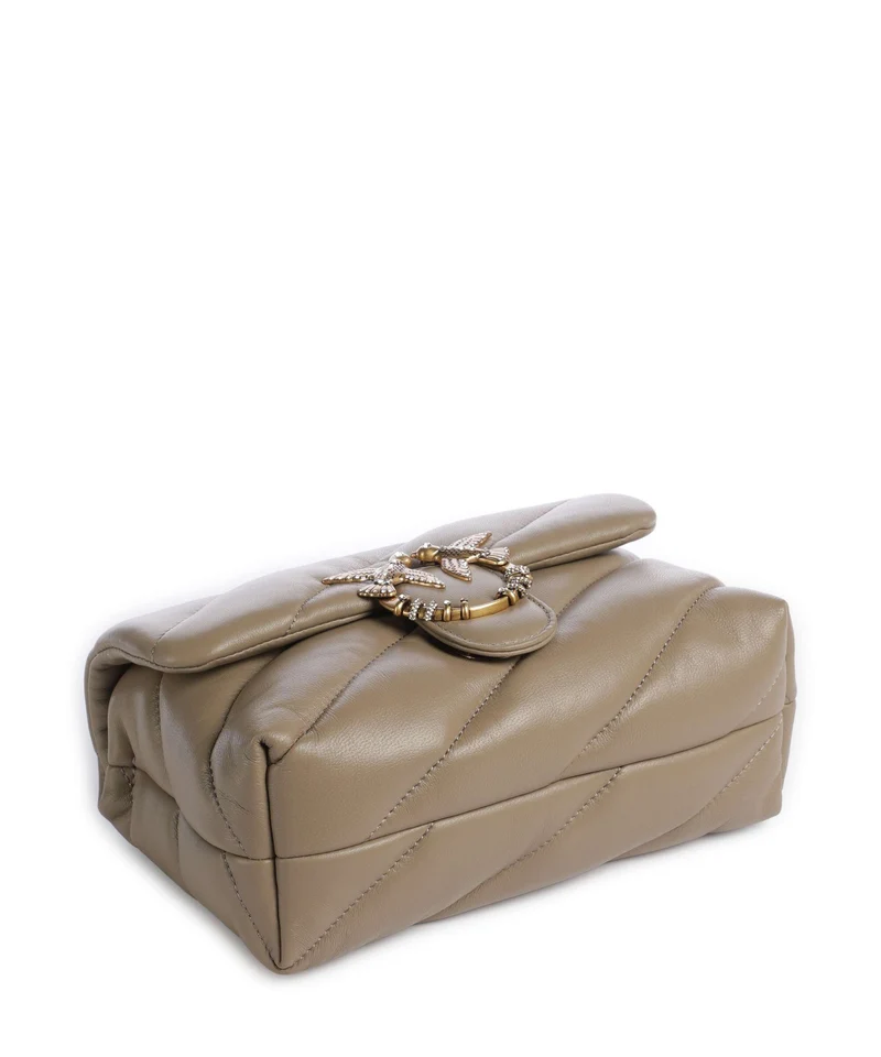Pinko Love Puff Mini New Buckle Bolso de hombro grigio talpa/antique gold