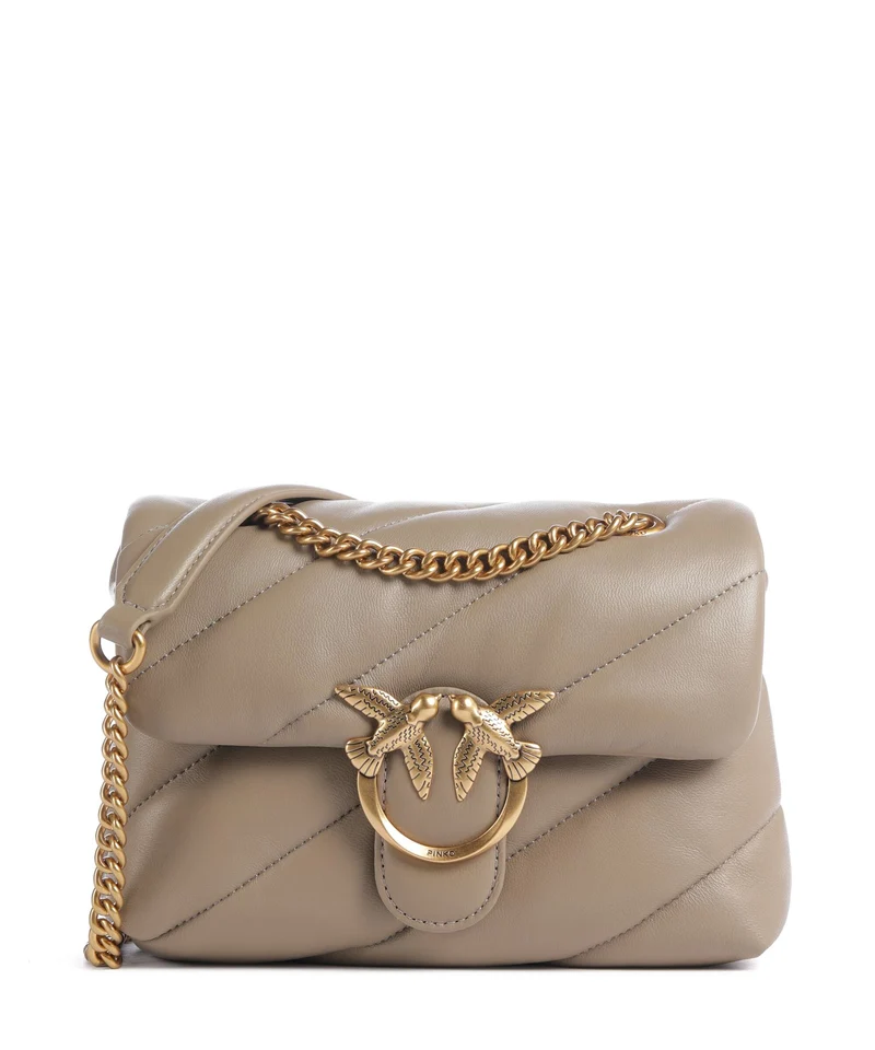 Pinko Love Puff Mini Bolso de hombro grigio talpa/antique gold