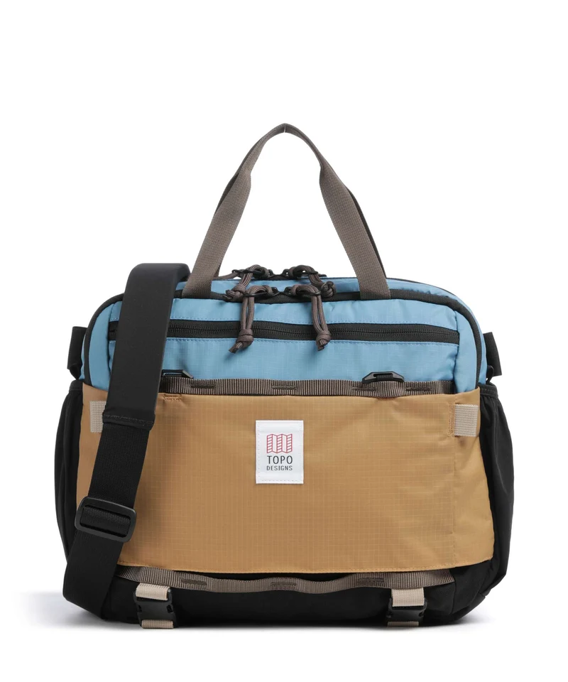 Topo Designs Mountain Bandolera river blue/brown oak