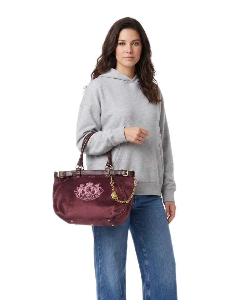 Juicy Couture Twig Narrative Velvet L Bolsa shopping winetasting