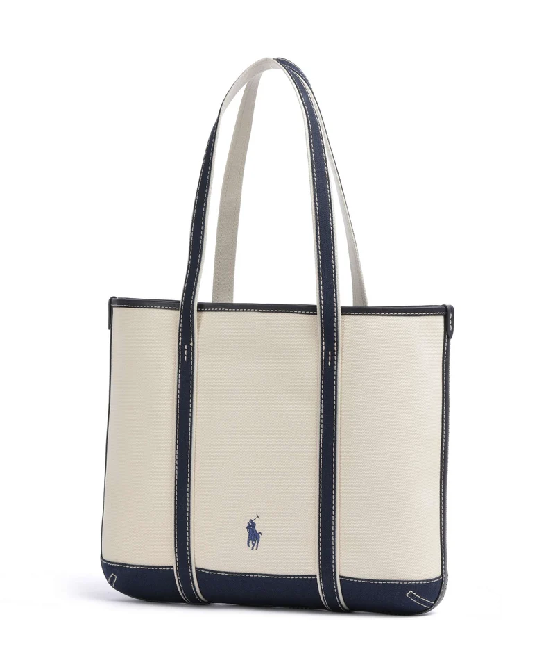 Polo Ralph Lauren Canvas Small Bolsa shopping ecru/newport navy
