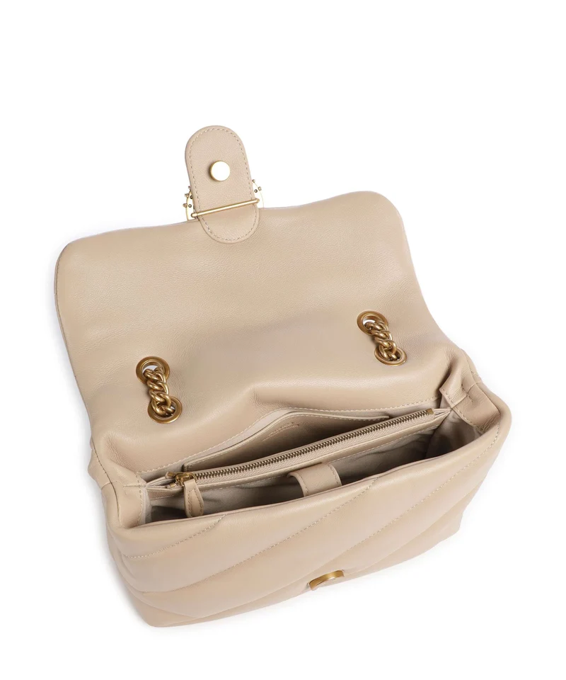 Pinko Love Puff Classic New Buckle Bolso de hombro beige/grigio fumo/antique gold