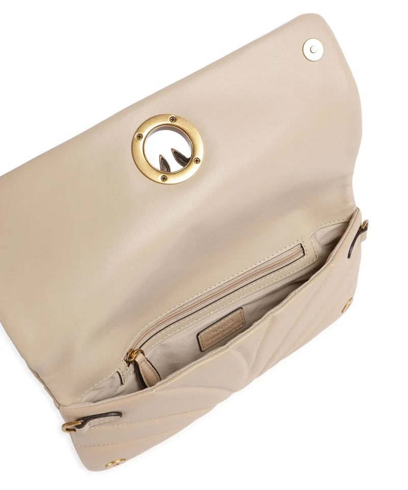 Pinko Click Horizontal Classic Bandolera beige/grigio fumo/antique gold