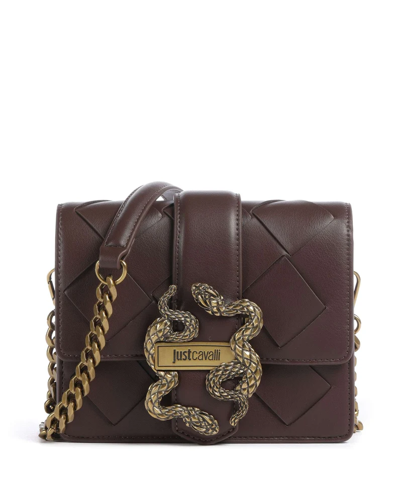 Just Cavalli Iconic Snakes Braided Bandolera black coffee