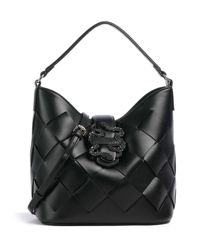Just Cavalli Iconic Snakes Braided Bolso de hobo black