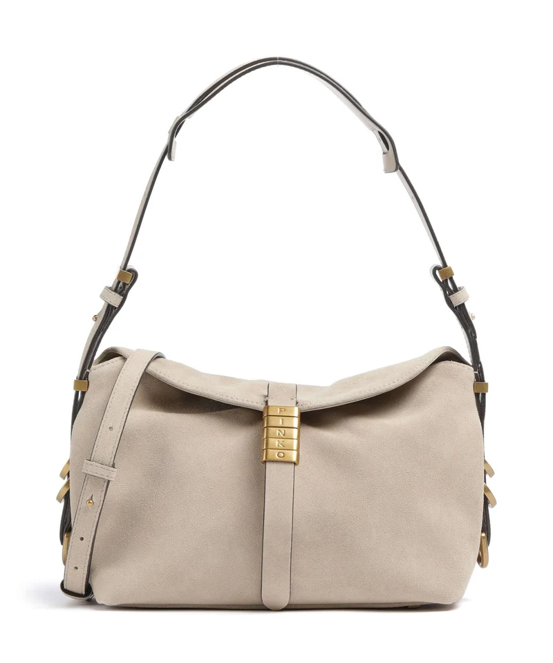 Pinko Saddle Horizontal Mini Bolso de hombro beige/grigio fumo/antique gold