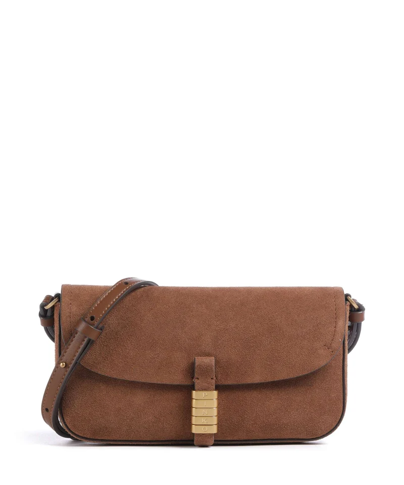 Pinko Saddle Flat Bandolera marrone/leone/antique gold