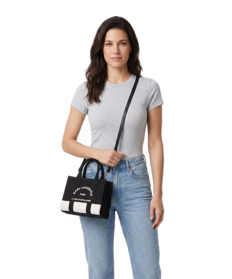 Karl Lagerfeld K/Rue St Guillaume Medium Bolso de mano cannoli cream/black
