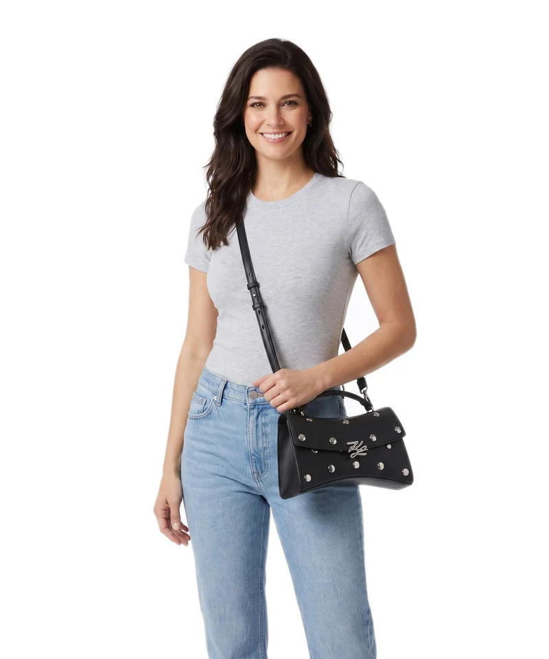 Karl Lagerfeld K/Autograph Twist Bandolera black embellishment