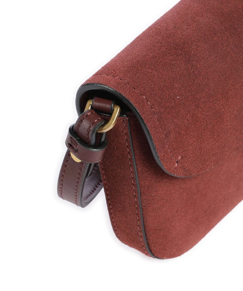 Pinko Saddle Flat Bandolera burgundy wine/antique gold
