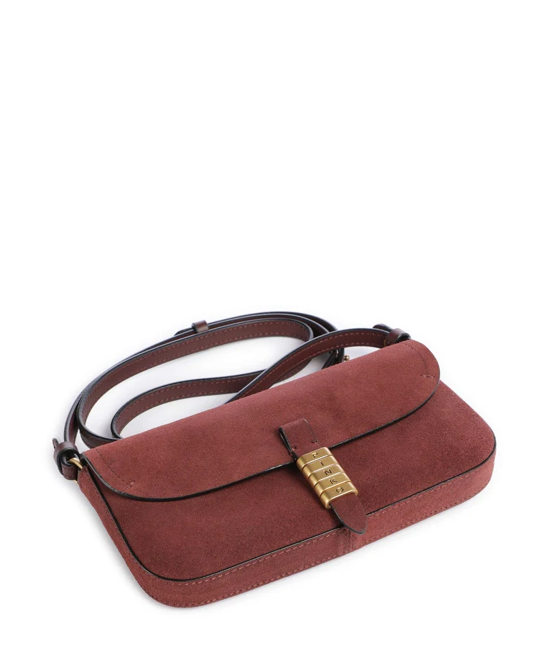 Pinko Saddle Flat Bandolera burgundy wine/antique gold