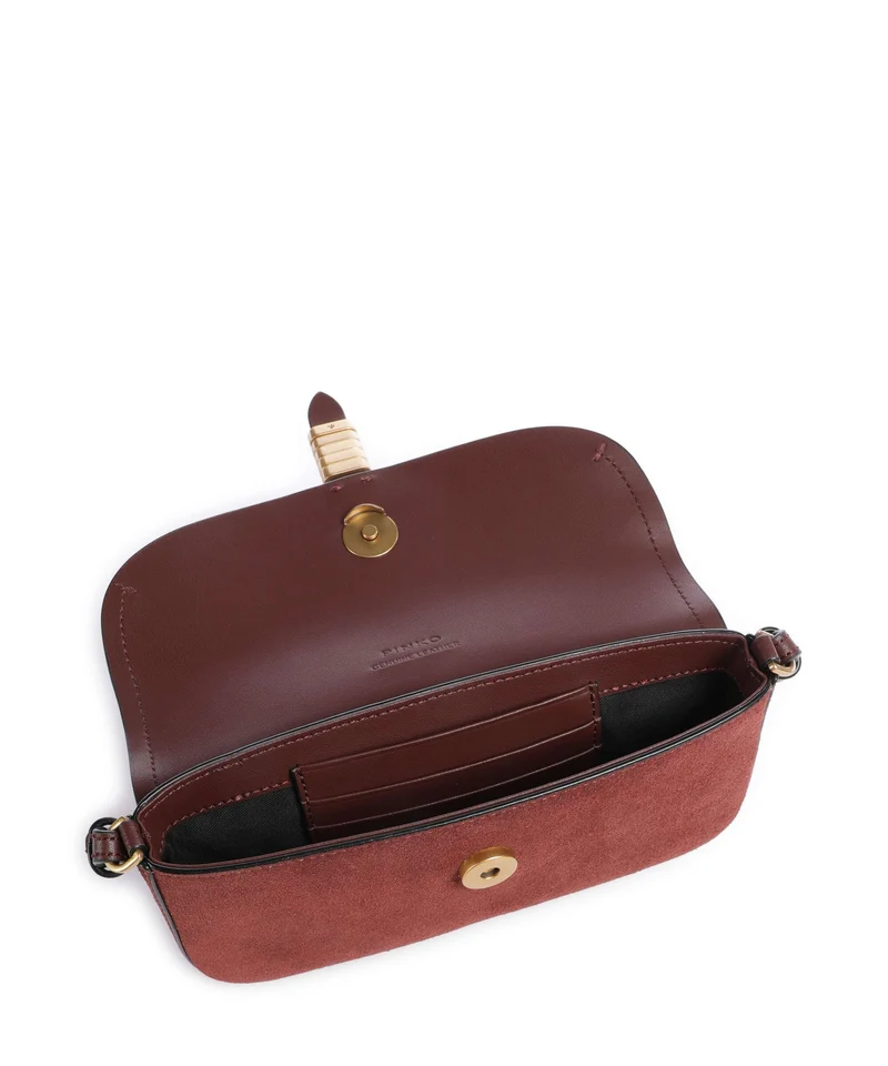 Pinko Saddle Flat Bandolera burgundy wine/antique gold