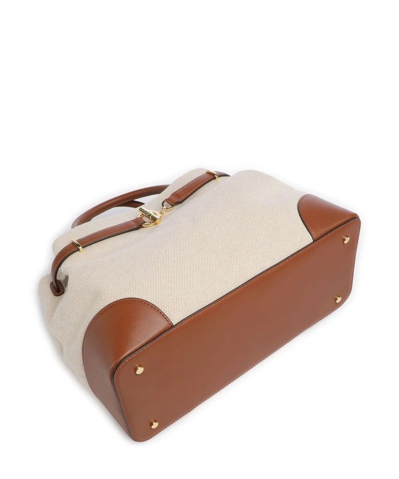 Lauren Ralph Lauren Blaike Large Bolso de mano natural/buff canvas/lauren tan