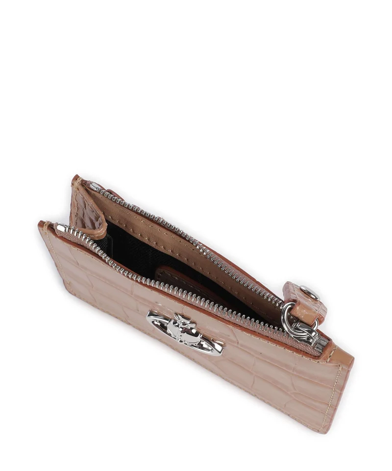 Vivienne Westwood Embossed Croc Slim Tarjetero dusty pink