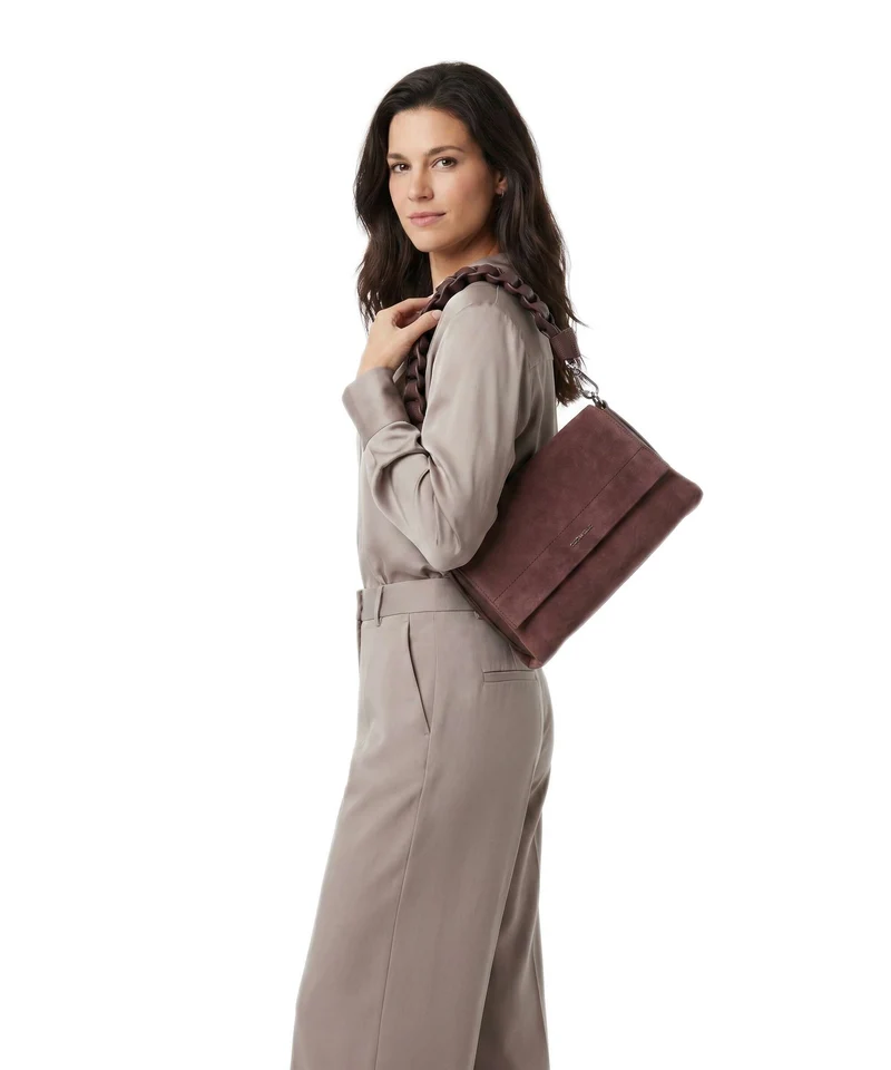 Coccinelle Boheme Suede Bolso de hombro berry