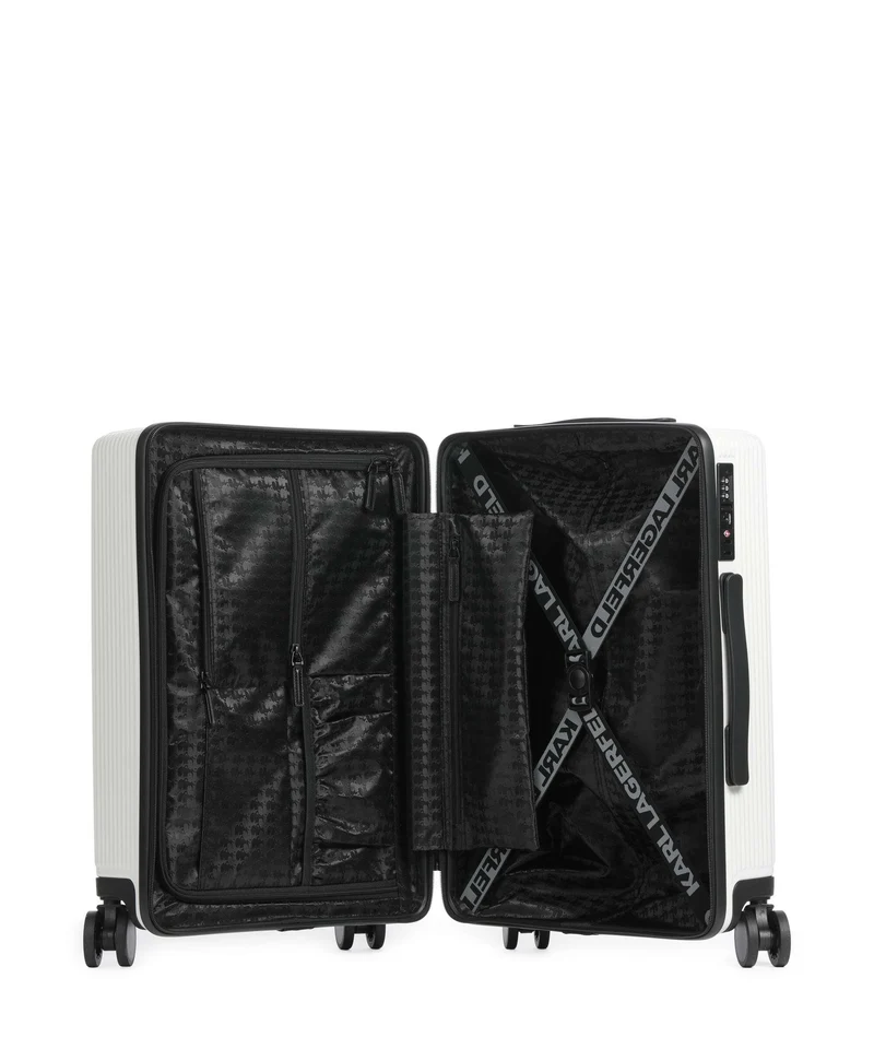 Karl Lagerfeld Ikon Choupette Maleta con 4 ruedas off white