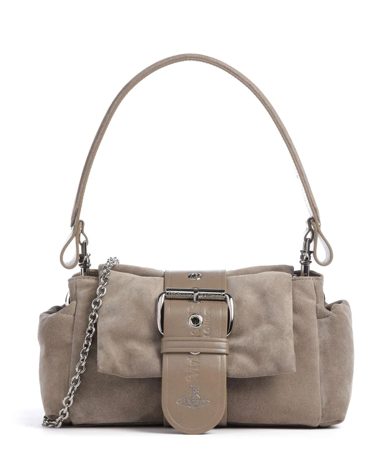 Vivienne Westwood Hazel Suede Treasure Bolso de hombro stone