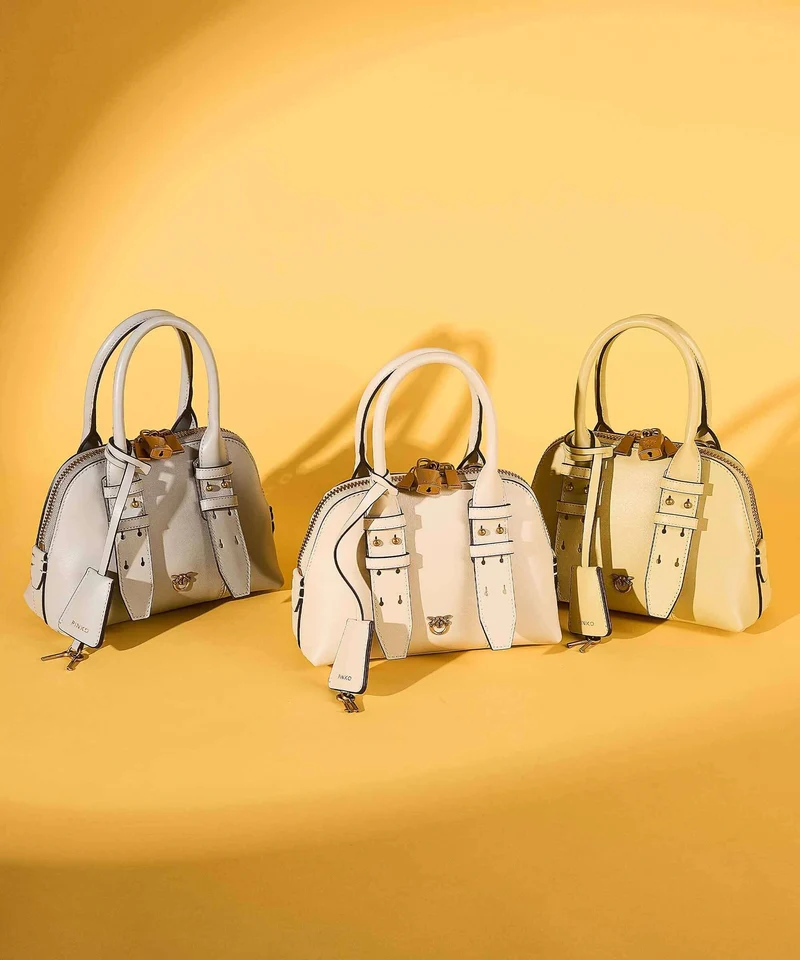 Pinko Bowling Mini Bolso de mano grigio perla/antique gold