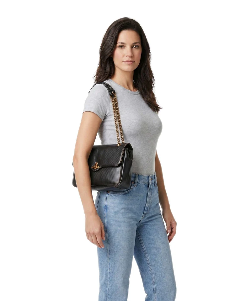 Vivienne Westwood Anita Laser Line Medium Bolso de hombro black/beige