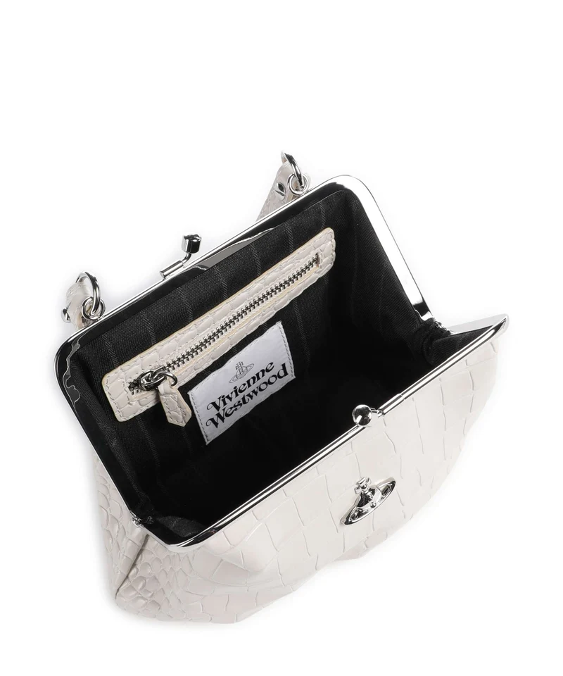 Vivienne Westwood Granny Frame Embossed Croc Bolso de mano pearl white
