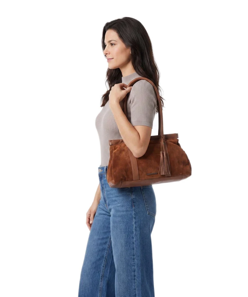 Spikes & Sparrow Suede Mix Milania Bolso de hombro mocca