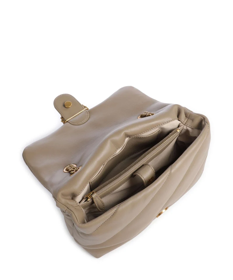 Pinko Love Puff Classic New Buckle Bolso de hombro grigio talpa/antique gold