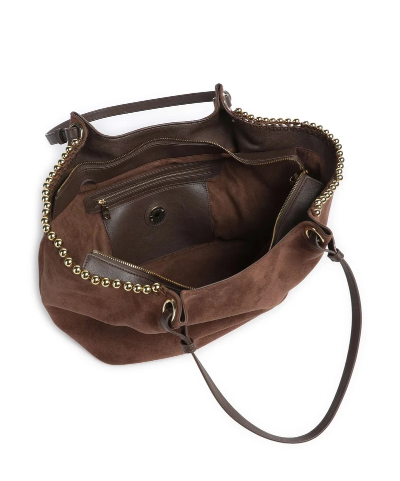 Love Moschino Gold Bead Bolsa shopping cioccolato
