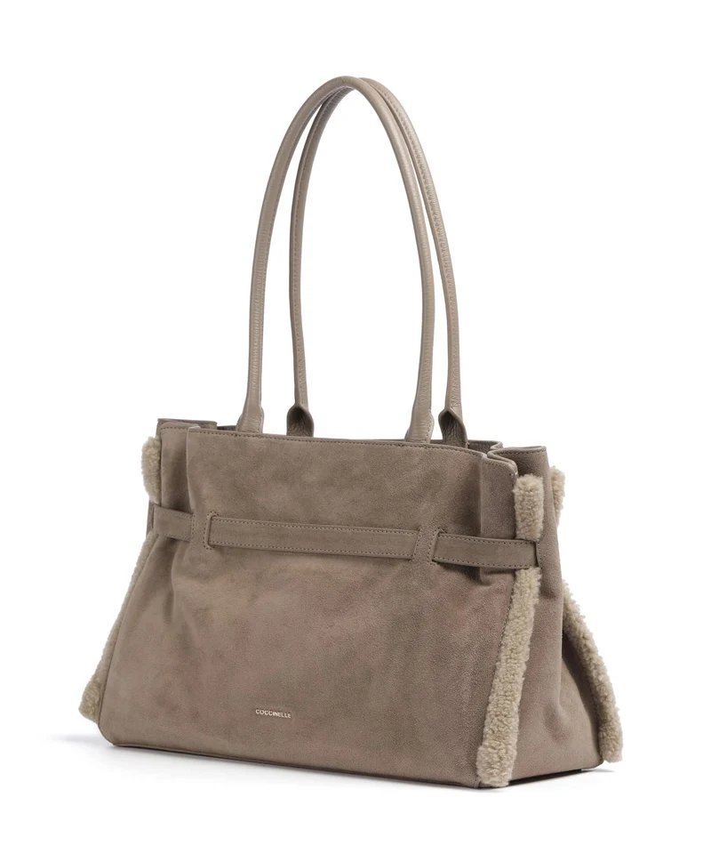 Coccinelle Sabine Soft Suede Bolsa shopping warm taupe