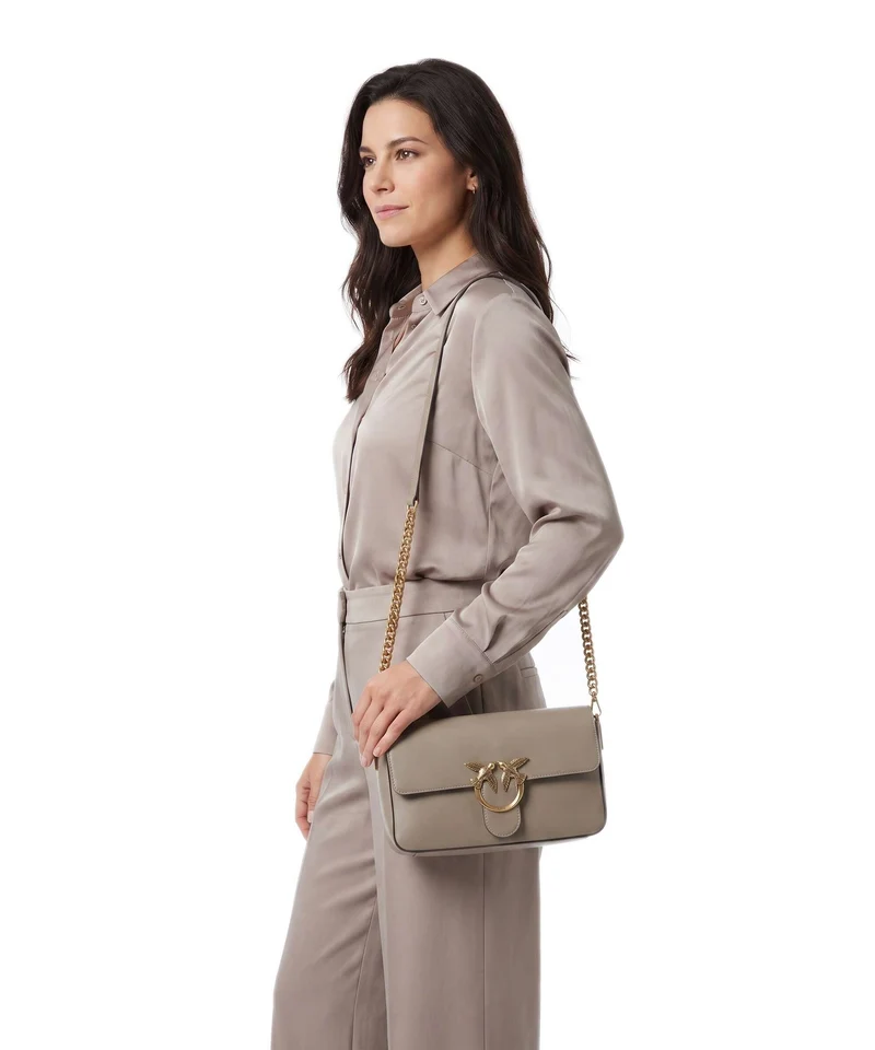 Pinko Love One Classic Slouchy Bandolera grigio talpa/antique gold