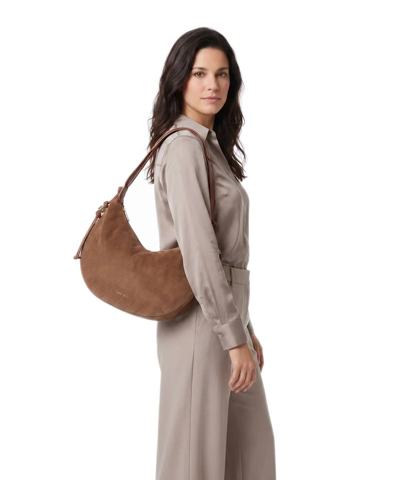 Coccinelle Thess Corduroy Bolso de hobo cognac