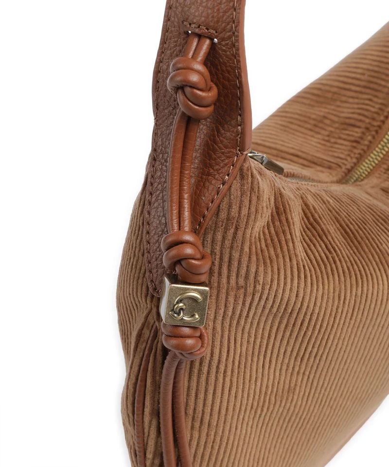 Coccinelle Thess Corduroy Bolso de hobo cognac