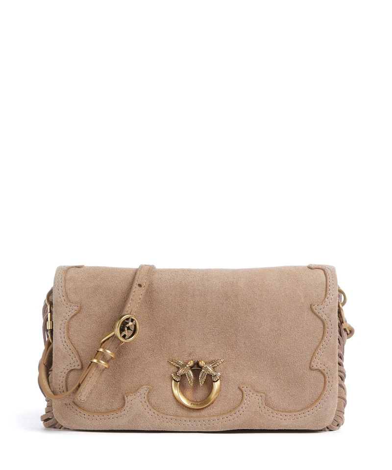 Pinko Love Click Soft Horizontal Mini Bandolera beige/scoiattolo/antique gold